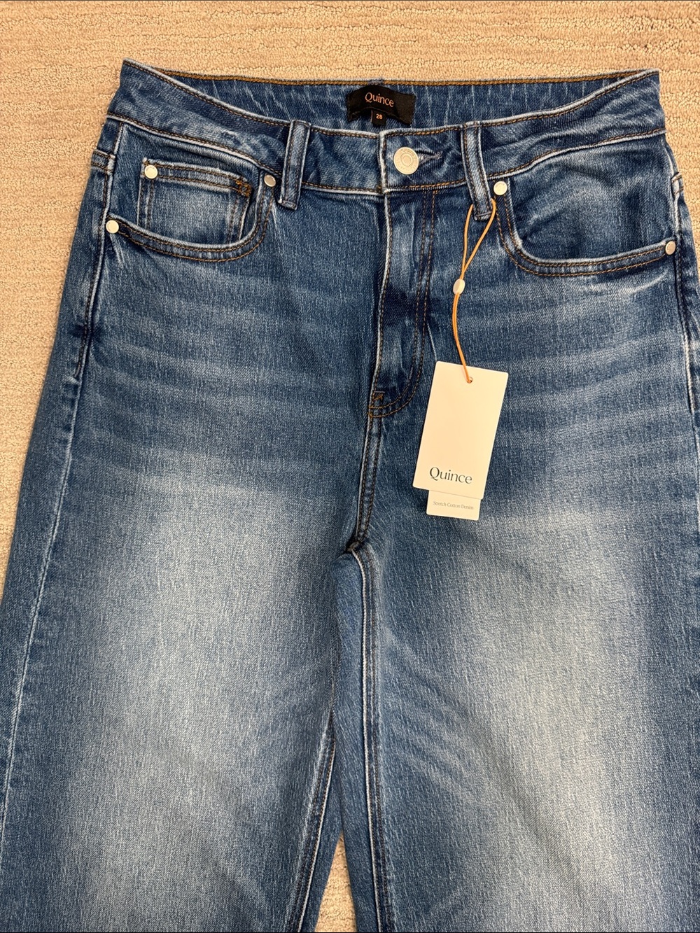 Quince NWT Bella Barrel Stretch Jeans Atlantic Blue Size 28 - Picture 9 of 15